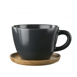 Puodelis su medine lėkštute matinio grafito 0.5 L, IITTALA